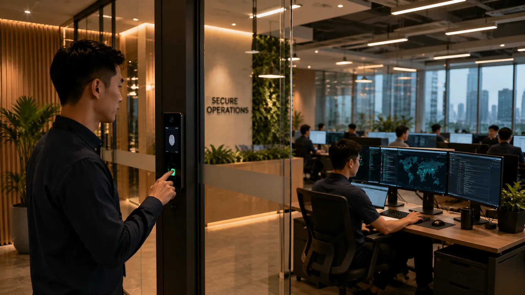 A modern secure operations facility in a Vietnamese office